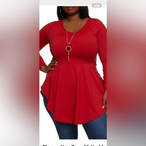 Red flounce peplum top XL